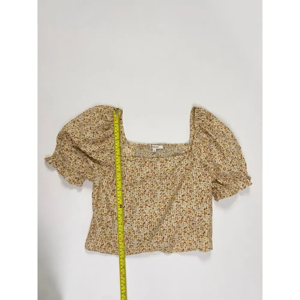 Madewell Bundle Floral Smocked Puff Sleeve Top Linen Blend Tank Boho Cottagecore